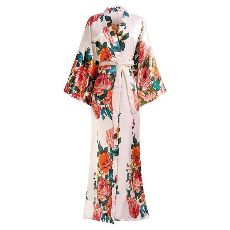 

Women's Sleepwear Women Exquisite Print Flower Kimono Gown Wedding Robe Elegant Ankle-length Homewear Casual Soft Bath Plus SizeWomen's, Dark green 2
