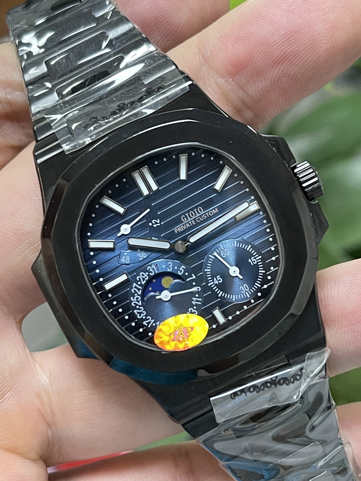 

Mens Automatic Mechanical Watch Black Moon Phase Luminous, Bronze
