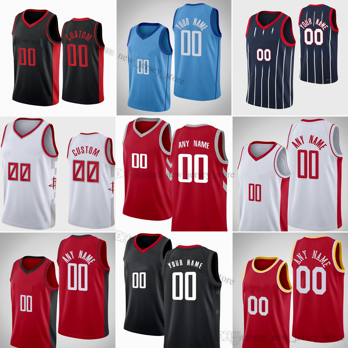 

Custom Printed Screen New 75th City Basketball 0 Jalen Green Jerseys 1 John 17 Dennis Wall Schroder 35 Christian Wood 10 Eric Gordon 2 David Nwaba 28 Alperen Sengun, Printed (with team logo)