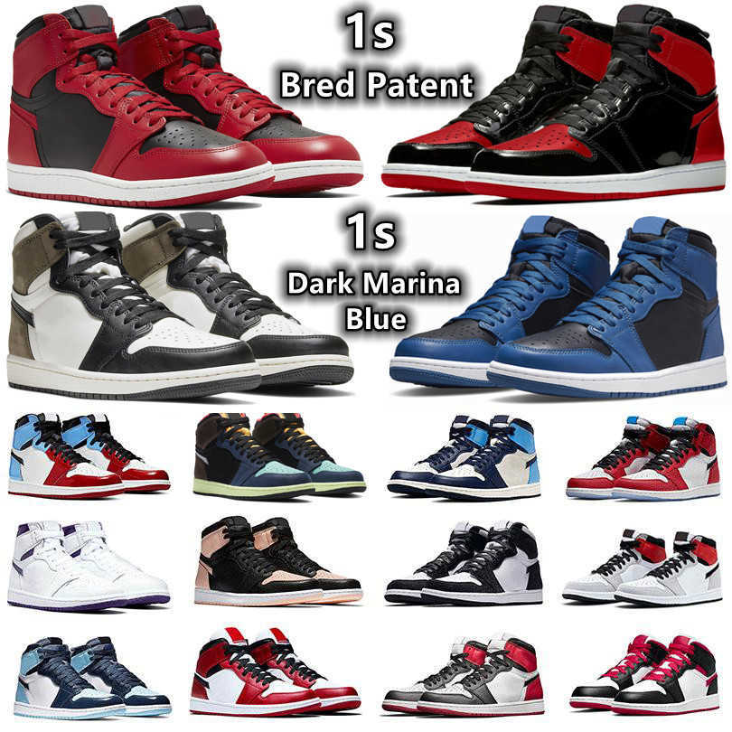 

Jumpman 1 1s men women baksetball shoes Bred Patent Bubble Gum Dark Marina Blue Mocha Obsidian University Blue Shadow Silver toe Twist mens, Color#28