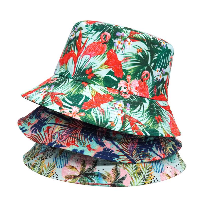 

Berets Flamingo Bucket Hat Panama Female Summer Beach Bonnet Women Flat Top Hunting Cap Men Girls Foldable Fisherman HatBerets, 12