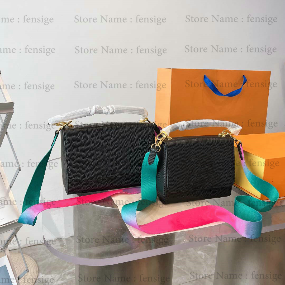 

M59416 TWIST Shoulder Bags MM PM Twist-lock Epi Flap Bag 3D Printed Gradient Colorway Bold Bright Strap Designer Cross Body Womens Handle Bag