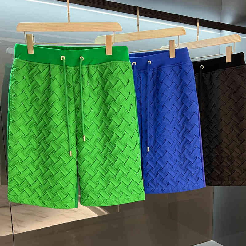 Men&#039;s Pants Summer high quality fashion brand B home creative woven fabric splicing color couple casual 5-point SHORTS MEN-image-768485900