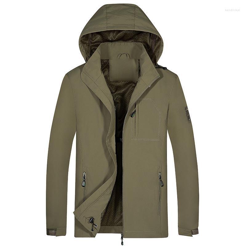 

Men's Trench Coats Autumn Jacket Men Plus Size Waterproof Hoodie Hat Detachable Breathable Sport Outdoor Coat Bomber Kend22, Black