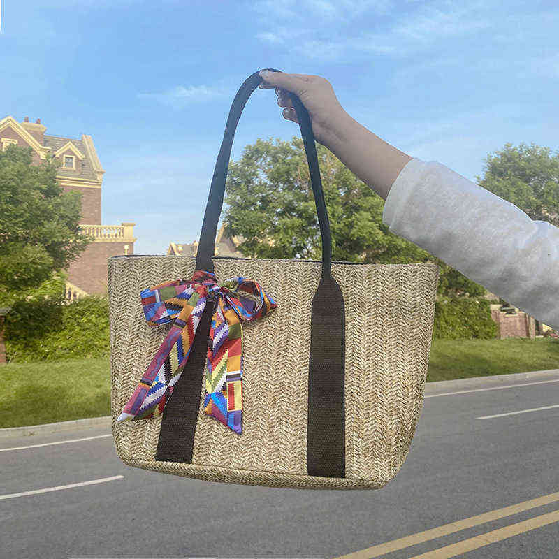 

New Pure Handmade Straw Bag Female Rattan Handbag Holiday Beach Bag Mediterranean Style 220614, Brown