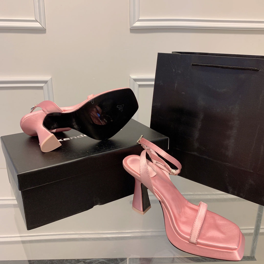 

2022 super high heel womens sandals fashion leather unique designer pointed dress wedding dresses sexy Silk Sheepskin Diamonds letter highs heels, Pink