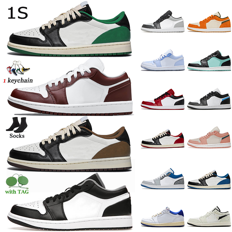 Nouveau Cactus Jack Foncé Moka Vert Jumpman 1s Chaussures De Basketball Basses Top 1 Baskets De Créateurs De Mode Noir Blanc Université Bleu Bron