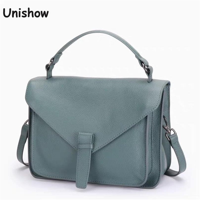 

Genuine Leather Women Shoulder Bag Vintage Messenger Crossbody Female Purse Soild Casual Cowhide Lady Handbag 220322, Denim blue