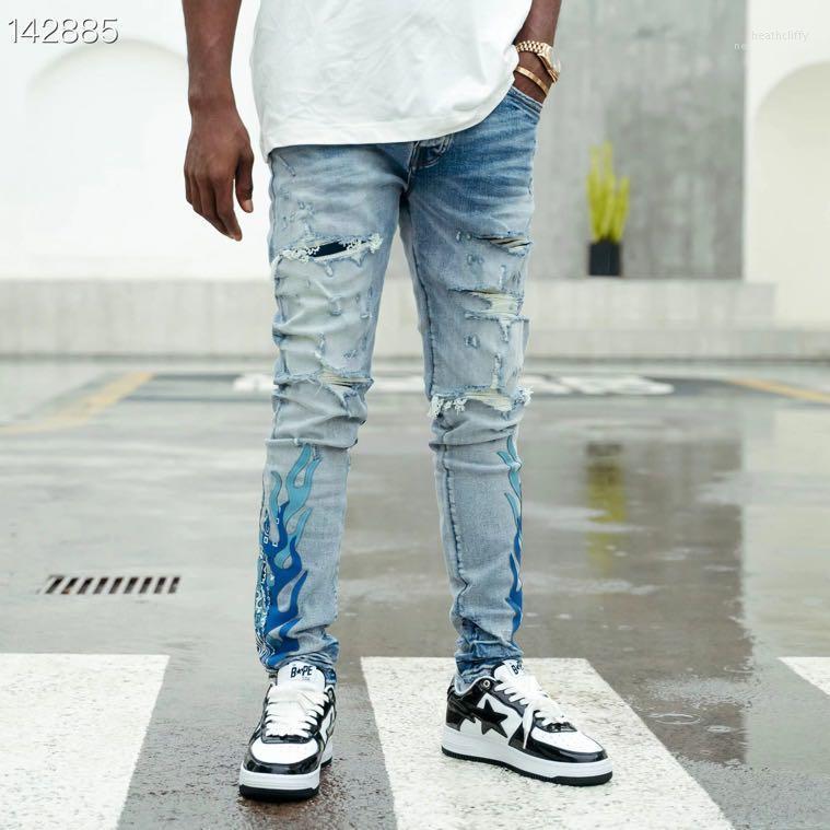 

Men's Jeans As1335 Fashion Men's 2022 Runway Luxury European Design Party Style ClothingMen's Heat22, Blue
