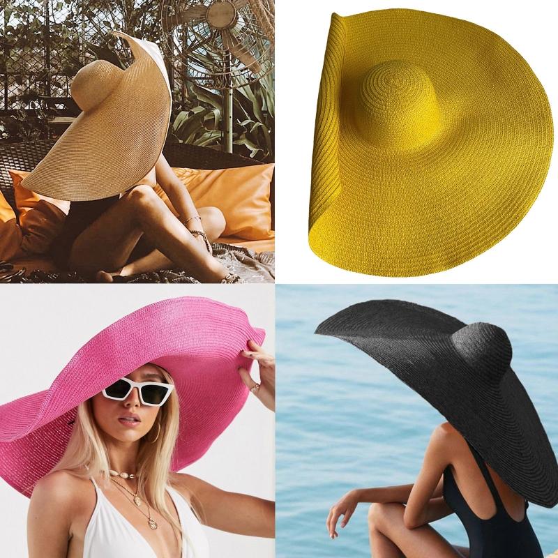 

Wide Brim Hats Summer Beach Sun Visor Hat Oversized Straw Sunscreen For Camping ClimbingWide, Sky blue