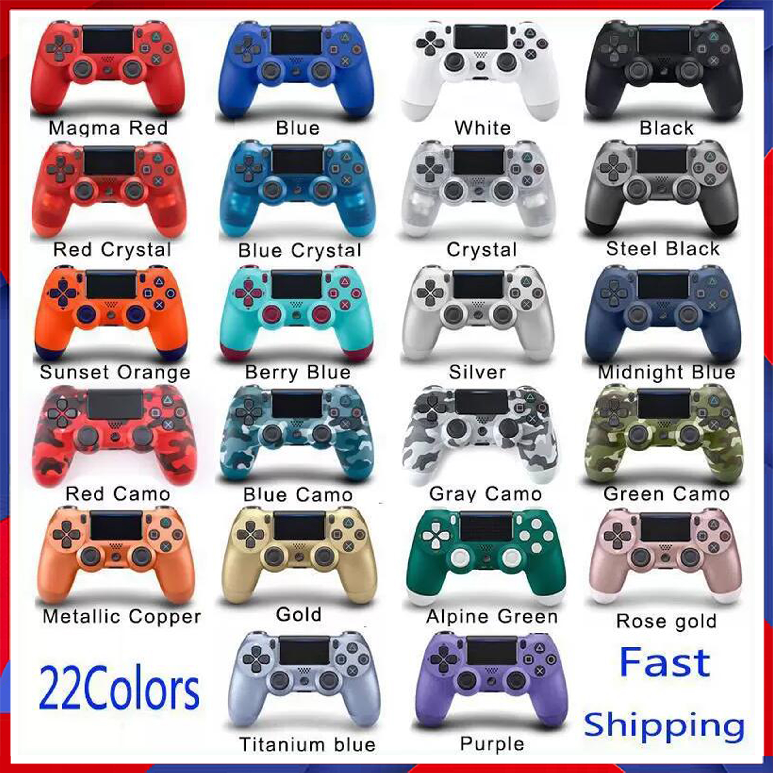 

Factory Wholesale 22 Colors In Stock Wireless Bluetooth Controller for PS4 Vibration Joystick Gamepad Game Controller Play Station With Retail Box DHL PS5