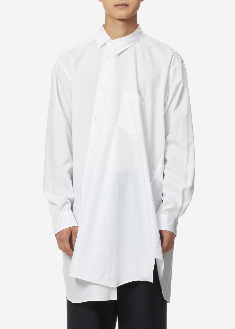 

Asymmetric Deconstruction White Shirt Nordic Original Designer Edges Men' Casual Shirts