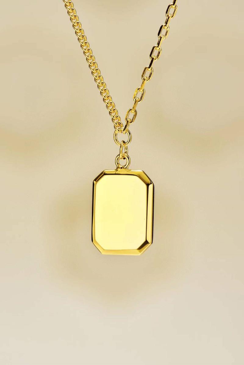 

Chokers Classic Women 925 Sterling Silver Geometric Octagon Necklace Fine Punk Hip Hop Jewelry Gold Color AB Chain Pendant ChokerChokers