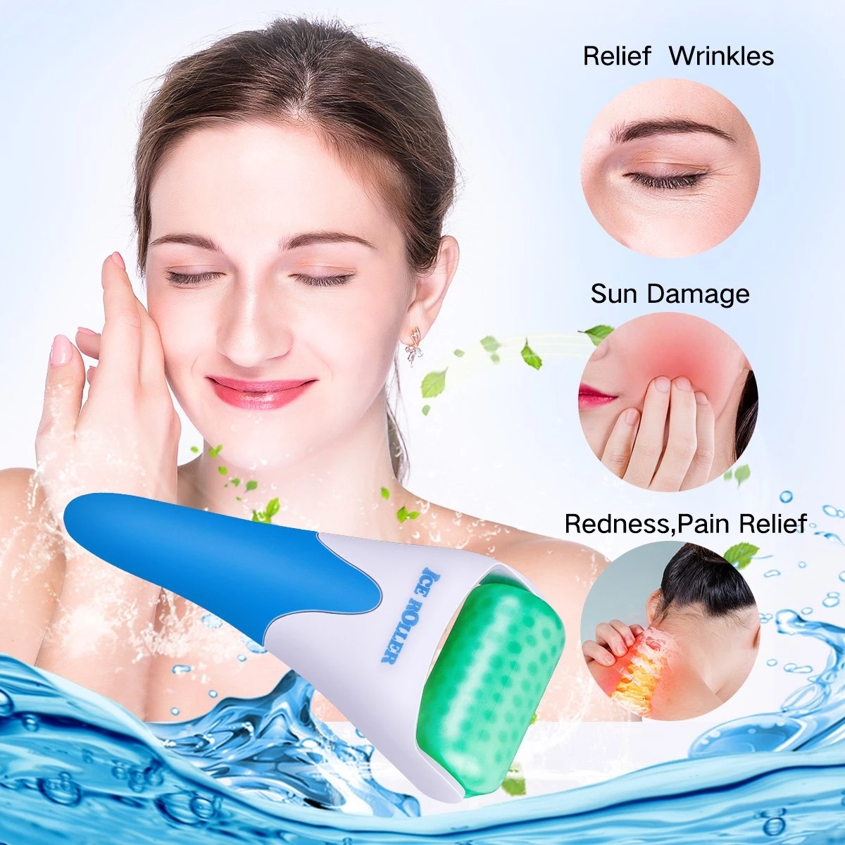 Derma ice roller face and eye cool massager lift massage anti-wrinkles pain relief lifting skin care puffiness migraine products tools cryotherap-image-777112373