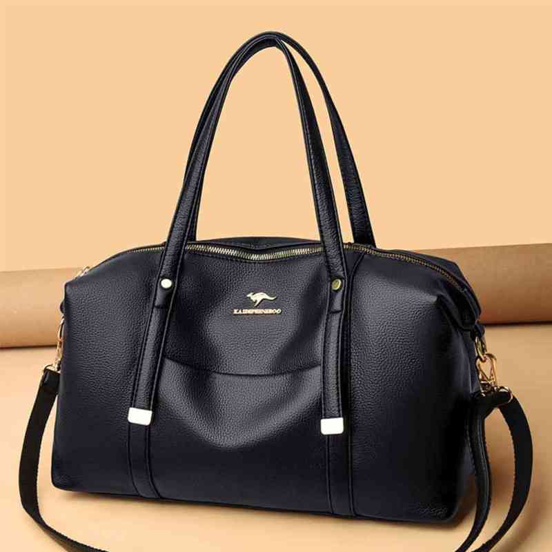 

High Quality Oversized Boston Bag Luxury Designer for Women Large Shopper s Pu Leather Roomy Casual Tote Handbag 2022, Black