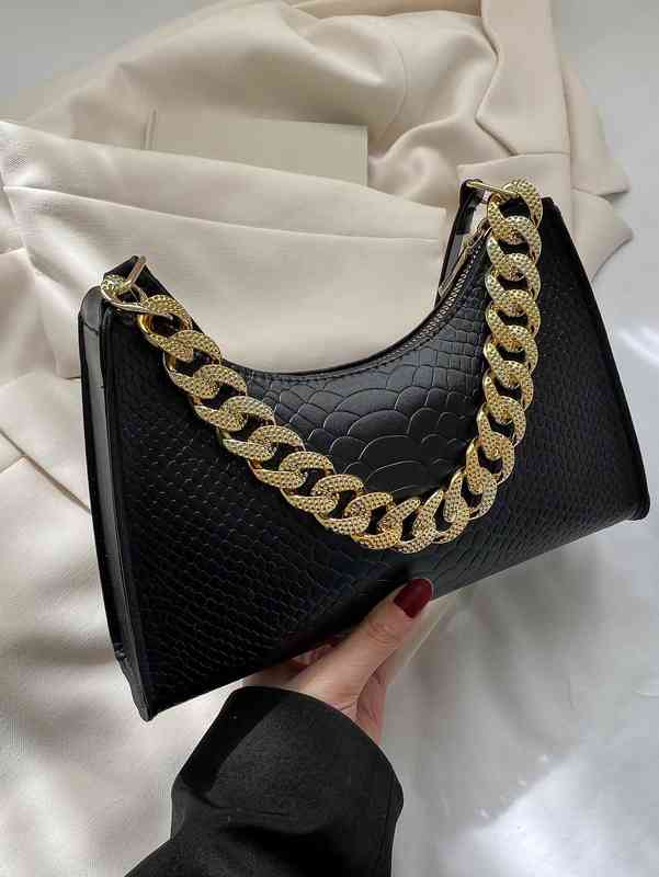 

Bag Brand Designer Fashion Dinner Luxury Shoulder Handbag Embossed uette Superior Quality Genuine Shopping Wallet, Black