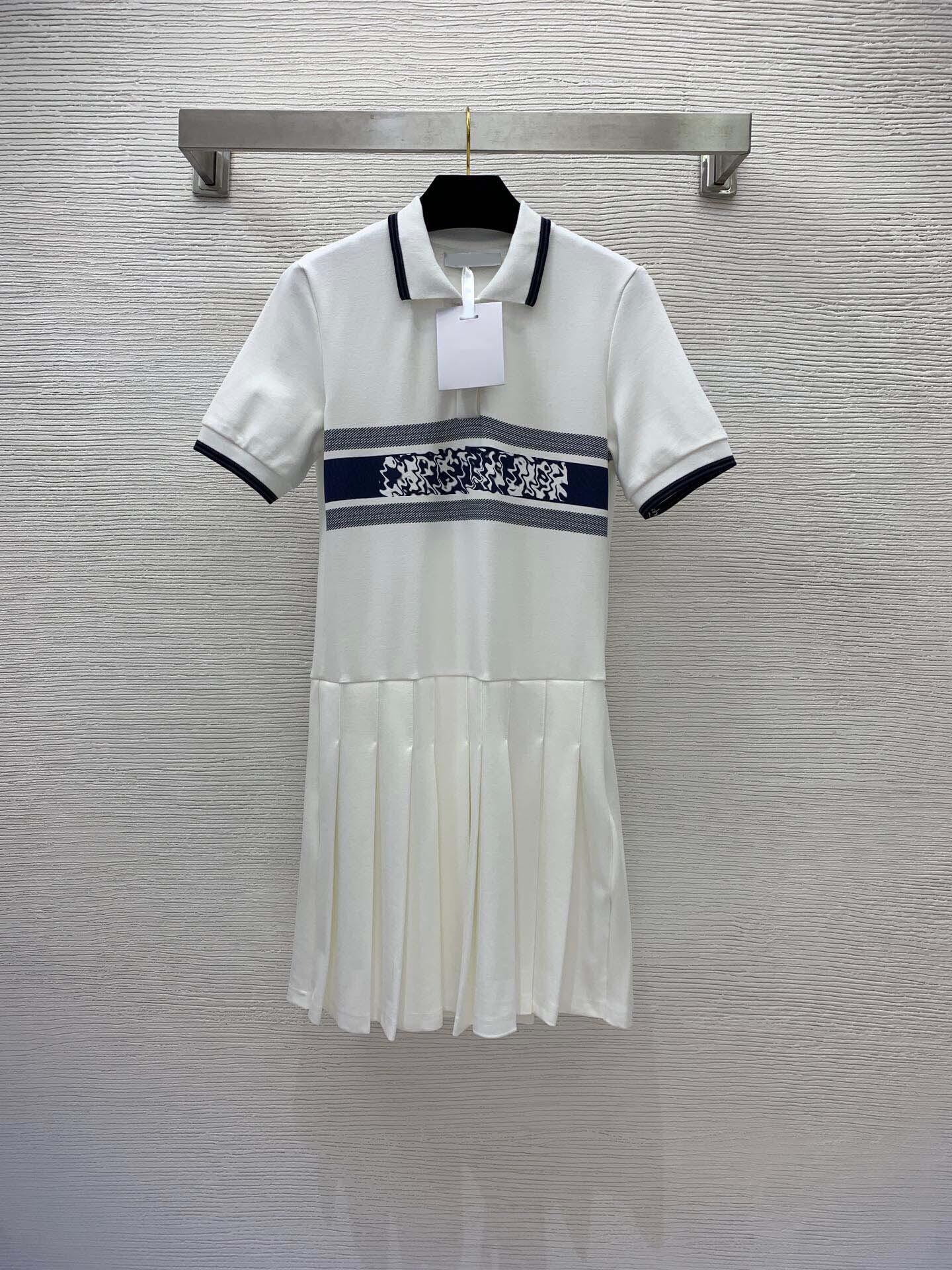 

212 2022 Milan Runway Dress Spring Summer Dress Lapel Neck polyester Short Sleeve White Brand Same Style Empire Womens Dress Fashion High Quality weini, Customize