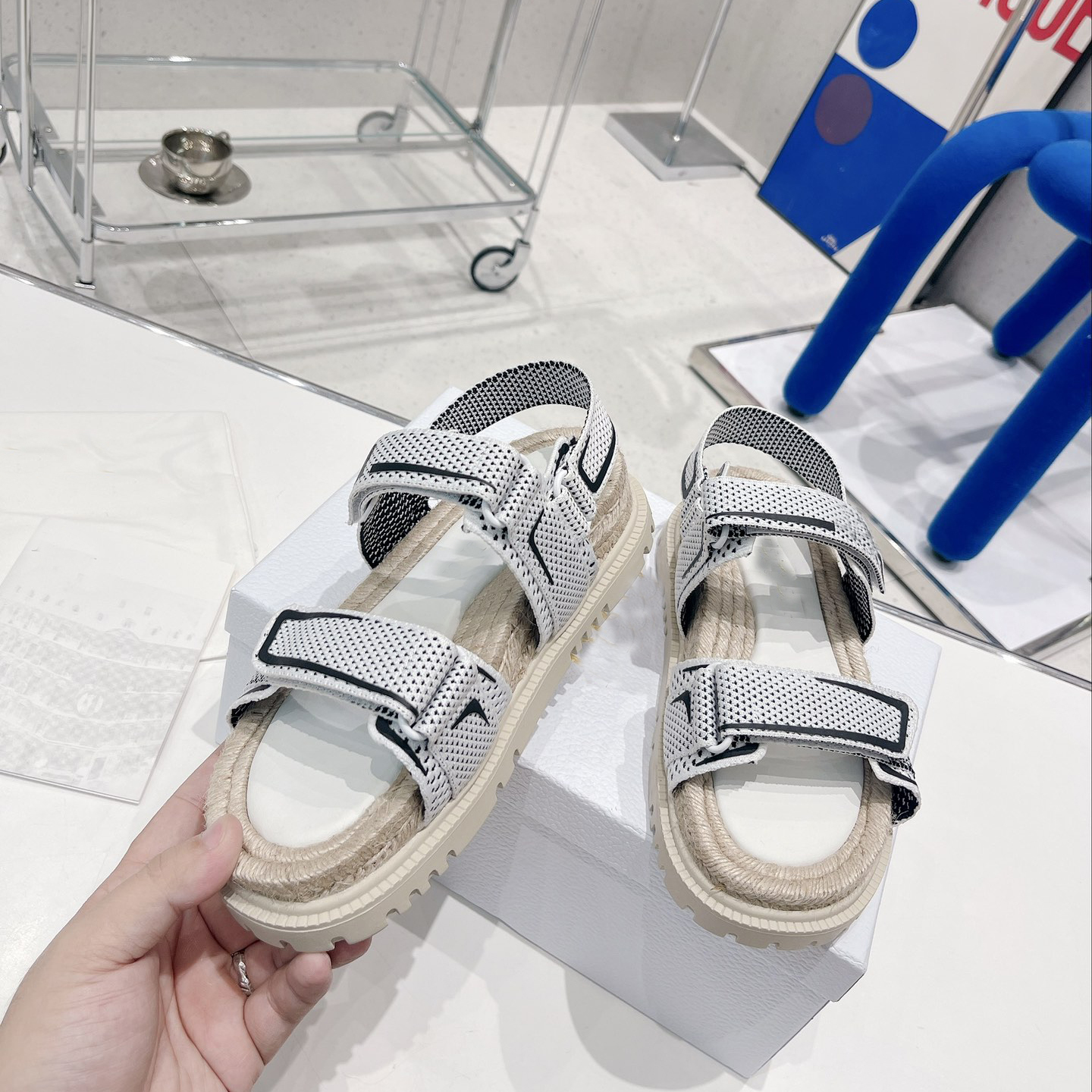 

Designers Women Sandals Summer Casual Shoes Act Fabric Espadrille Platform Vacation Style And Loop Comfortable Leather Calf Leather Upper Fluorescent Color NO403, Sock