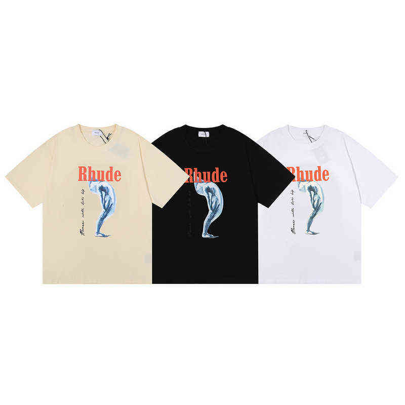 

Trend Men' T-shirts Rhude Tormented Goddess Print Couple Short Sleeves High Quality Women' Polo Shirts Factory Outlet, Supplement (not shipped separately)