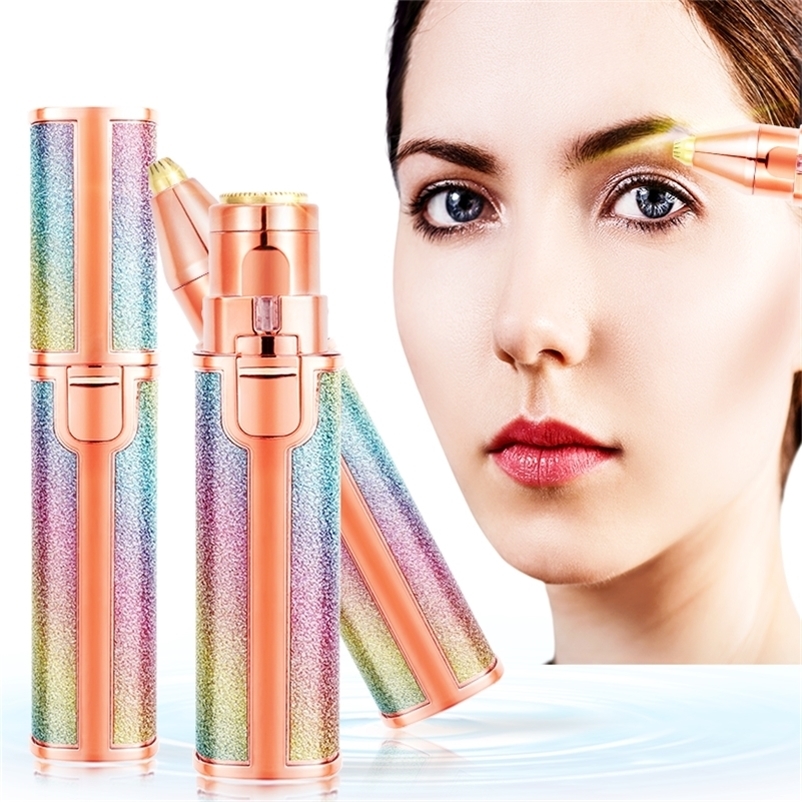 

2 IN 1 Rechargeable Electric Eyebrow Trimmer Epilator Female Body Lipstick Shape Hair Removal Mini Painless Razor Shaver 220323