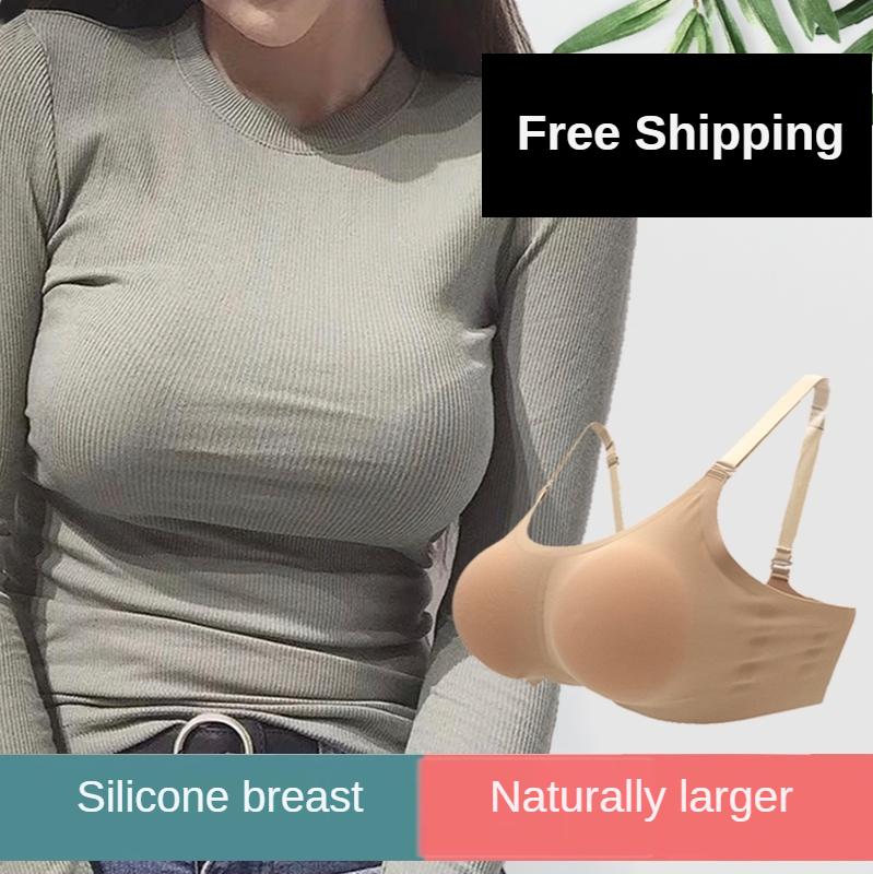 

Women's Shapers Silicone Breast Prosthesis Plump Underwear Sexy Fake Breasts Large Pad Female Bodybuilding, Beige