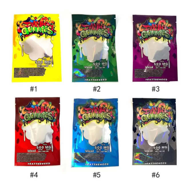 

Dank Gummies Packing Bags Edibles Bag Packaging Worms 500MG Edible Bears Cubes Gummy bagg Wholesale