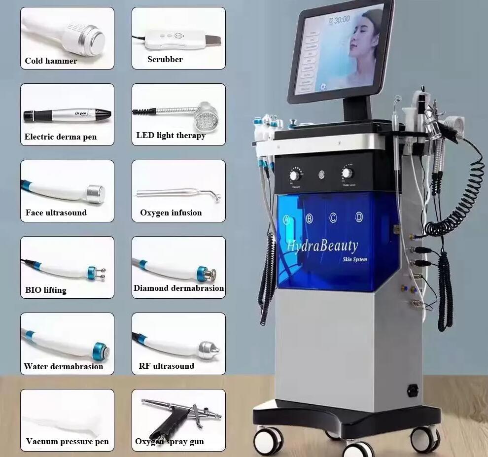

13 IN 1 hydra facial Microdermabrasion Oxygen beauty equipment Crystal Diamond Water Peeling Face Clean Skin Care Facial CleaningOxygen Jet Peel Machine