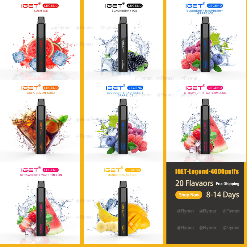 

100%Original IGET Legend Disposable vape Pod Device Kit E-cigarettes 4000 Puffs 12ml Prefilled Cartridge 1100 mAh Battery Authentic wholesale