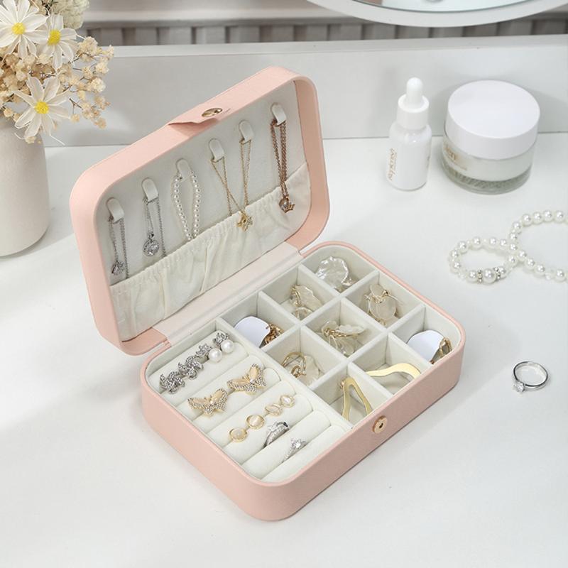 

Cosmetic Bags & Cases 2022 Portable Jewelry Box Organizer Display Travel Case Boxes PU Leather Storage Holder Jewelers Joyero, Blue