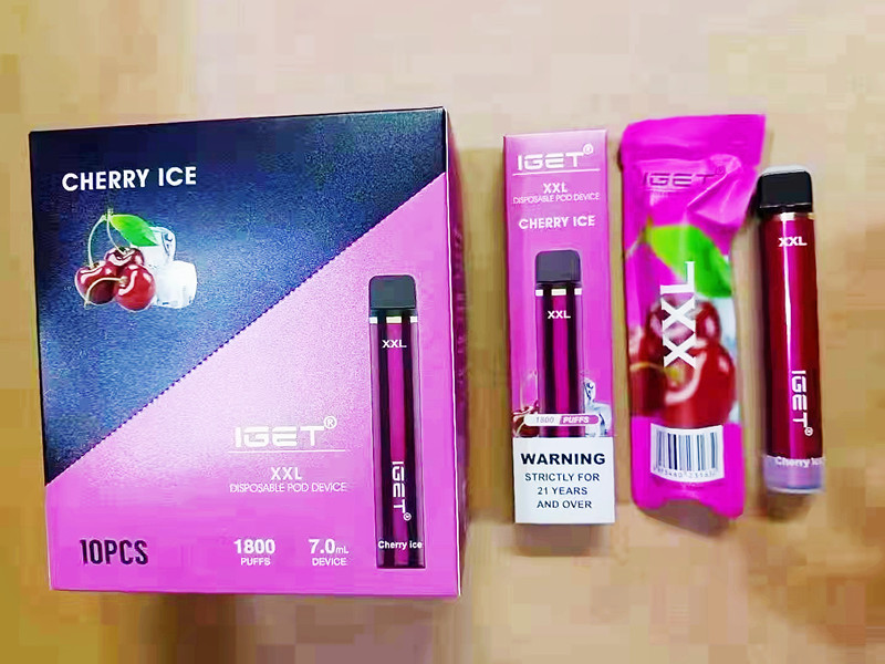 

Iget XXL 1800 Puffs Disposable Vape Pen E Cigarette With 950mAh Battery 7ml Prefilled Pod Cartridge Vapor Kit VS Puff Bar Plus Bang Gunnpods King Max
