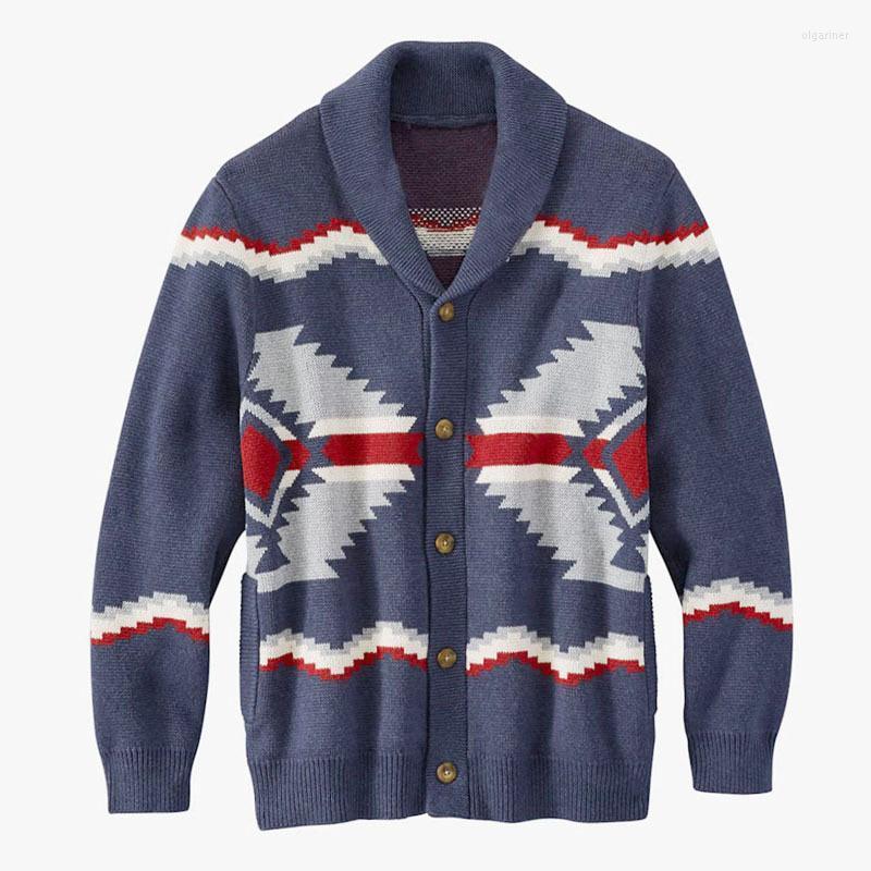 

Men' Sweaters Men' Autumn And Winter Jacquard Knit Sweater Long Sleeve Cardigan JacketMen' Olga22, Navy blue