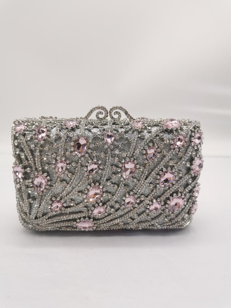 

Evening Bags Female Rhinestone Handbags Ladies Crystal Clutch Bag Purse Silver Handbag Metal Diamond Party Wedding Clutches BagsEvening, 30