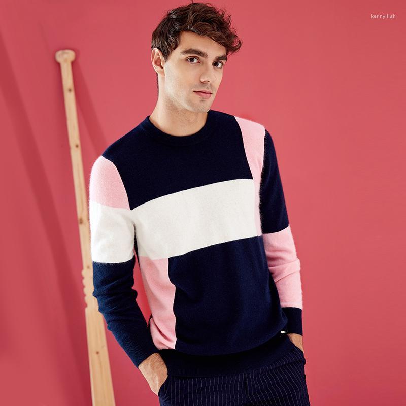 

Men' Sweaters Men' Crew Neck Contrast Color Cashmere SweaterMen' Kenn22, As pic