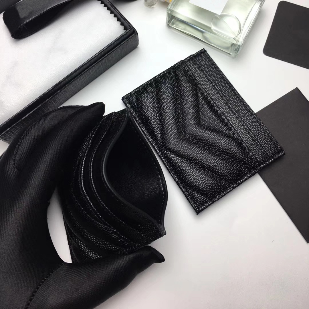 2022 Titulaire de la carte de mode caviar mini portefeuille Accessoires pièce de crédit femmes sac à main noir couleur pure Portefeuilles de desi