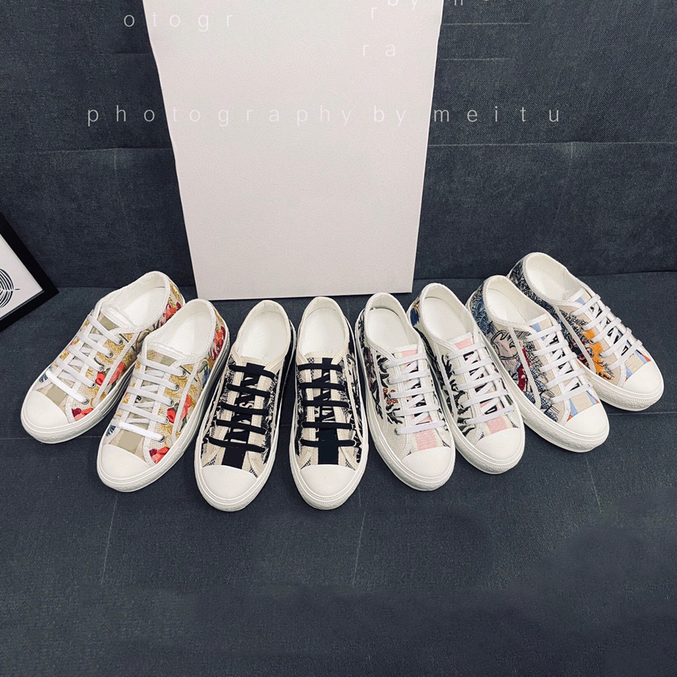 

Classic Ladies Casual Shoes Platform Sneakers Designer Luxury Sneakers Grey Black White Embroidered Cotton Low Top Fashion Matching Rosa Mutabilis Sneaker