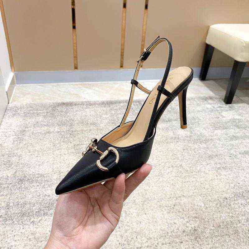 

Sandals for Women High Heels 2022 New Metal Horsebit Fashion Sandals Women's Stiletto Pointed Toe Strap Pumps for Women Shoes G220425, White 8cm