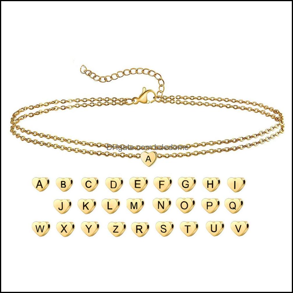 

Anklets Tiny Initial Letter Heart Ankle Bracelet Alphabet For Women Stainless Steel Foot Chain Beach Leg Bracelets Boh Bdedome Dhkzn