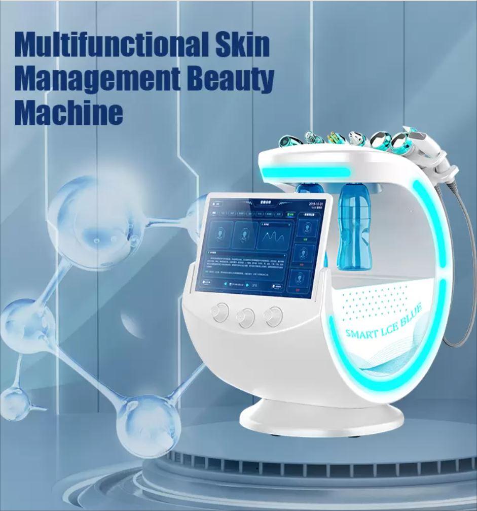 NEWARIVAL HYDRORODERMABRAZZ 7 W 1 wielofunkcyjny sprzęt kosmetyczny Analizator skóry Maszyna pielęgnacji skóry Ice niebieski wodór wodór hydra dermabrazja twarzy