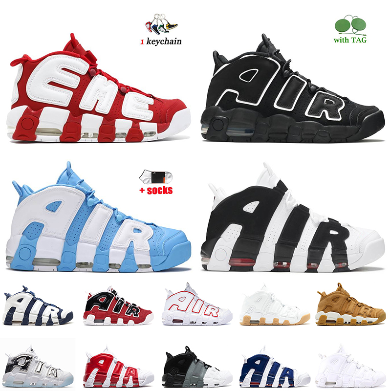 

New Trendy Basketball Shoes For Women Mens More Uptempos Socttie Pippen Black University Blue UNC Split Bulls White Varsity Red Gum Island Green Trainers Sneakers, Shine iridescent 36-45