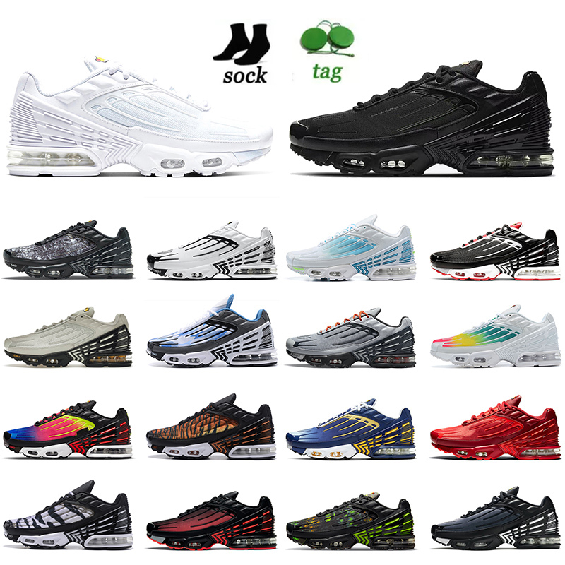 

Wholesales Mesh Triple Black White Tuned 3 Tn Plus Running Shoes Size 12 Bone Rainbow Laser Blue Grey Navy Obsidian Aqua Neon Men Women Athletic Sneakers Trainers, C43 leather triple white 39-45