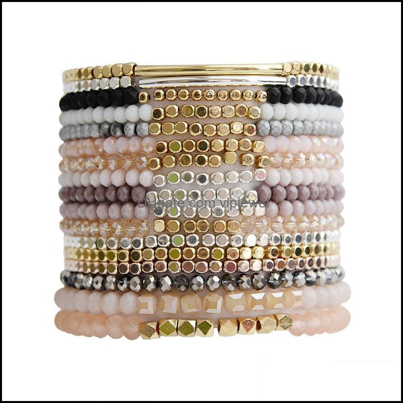 Bracelets de charme Bijoux Perles de cristal Bracelet pour femmes 23 styles faits à la main en pierre naturelle Stretch Bangel Juif Dhdng
