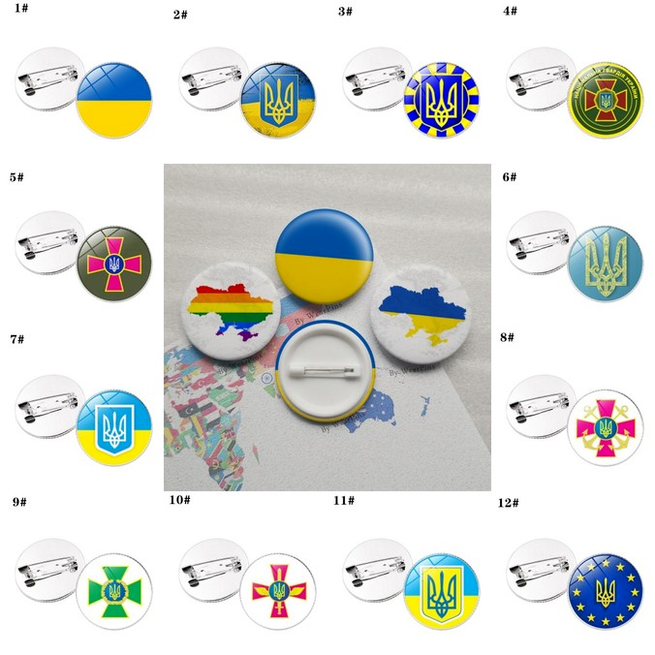 

Ukraine Flag Metal Emblem National Flower Logo Brooch Badges Lapel Pins For Clothes Backpack European World Flag Icon Decoration T0401