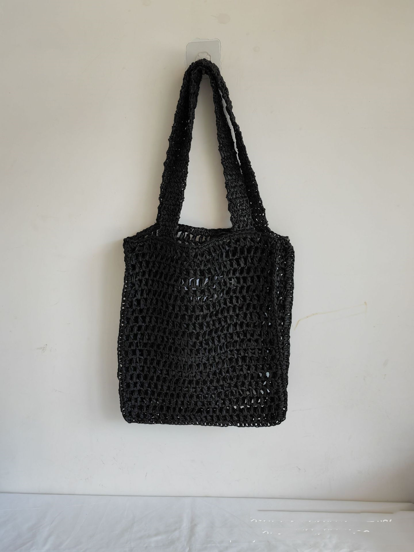 

Designers Straw Bag Handmade Handbags Solid Color Cotton Rope Women One-Shoulder Hollow mesh Bags Vacation Travel Woven Handbag, As pic