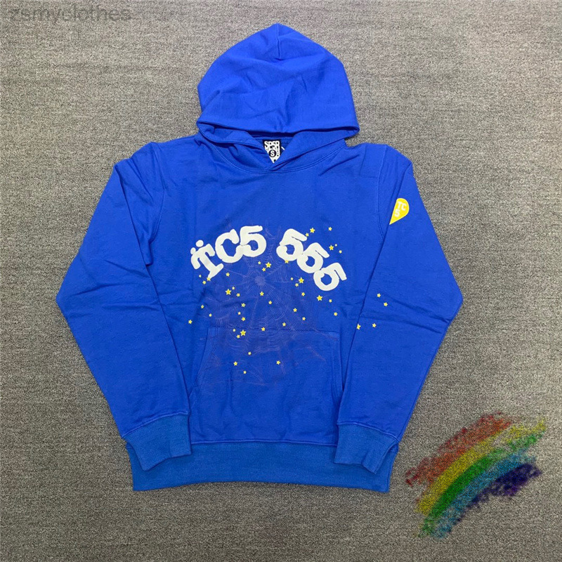 

Blue Sp5der Young Thug 555555 Angel Hoodie Men Women Best Quality Unisex Spider Web Pattern Pullover Sweatshirts