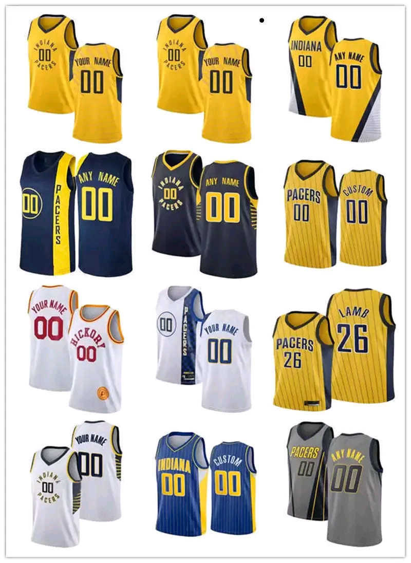 

Custom Mens Womens Indiana''Pacers''Jersey 23 Isaiah Jackson 26 Jeremy Lamb 33 Myles Turner Miller 31 Victor Basketball Jerseys, Color