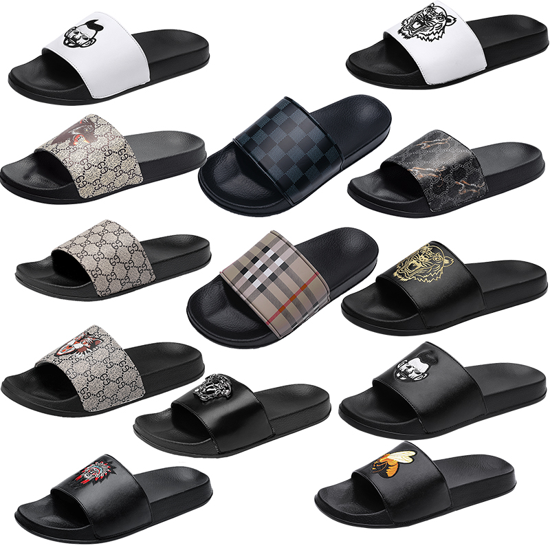 

Top Quality Luxury Brand men designer Slipper Slides avatar cartoon Grid pattern Shoes Slide Summer Fashion Wide Flat Sandals Slipper Flip Flop, 625 white