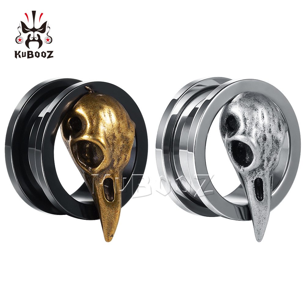 

KUBOOZ Stainless Steel Bird Skull Ear Piercing Gauges Tunnels Expanders Body Jewelry Earring Plugs Stretchers Wholesale 6mm to 25mm 36PCS