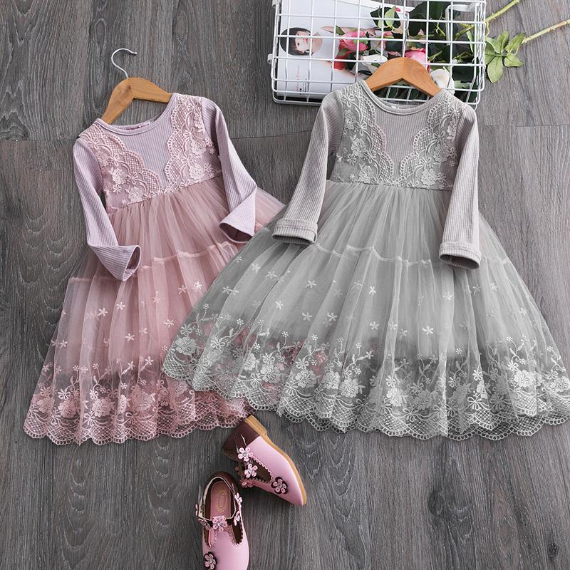 

Girl's Dresses Autumn Winter Long Sleeve Girls Clothes 3-8 Years Kids For Birthday Party Flower Tutu Gown Children ClothesGirl's, White