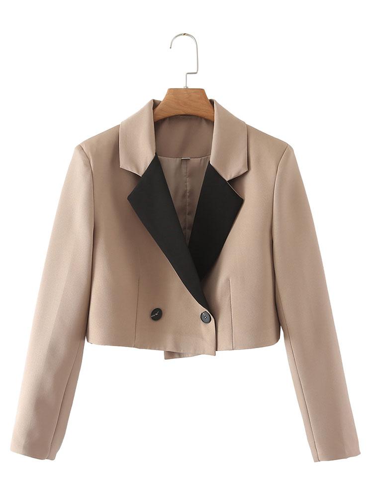 

Women' Suits & Blazers Nlzgmsj ZBZA Women Crop Blazer Coat Spring Vintage Turn Down Collar Streetwear Short Jacket Female Korean Elegant 20, As picture