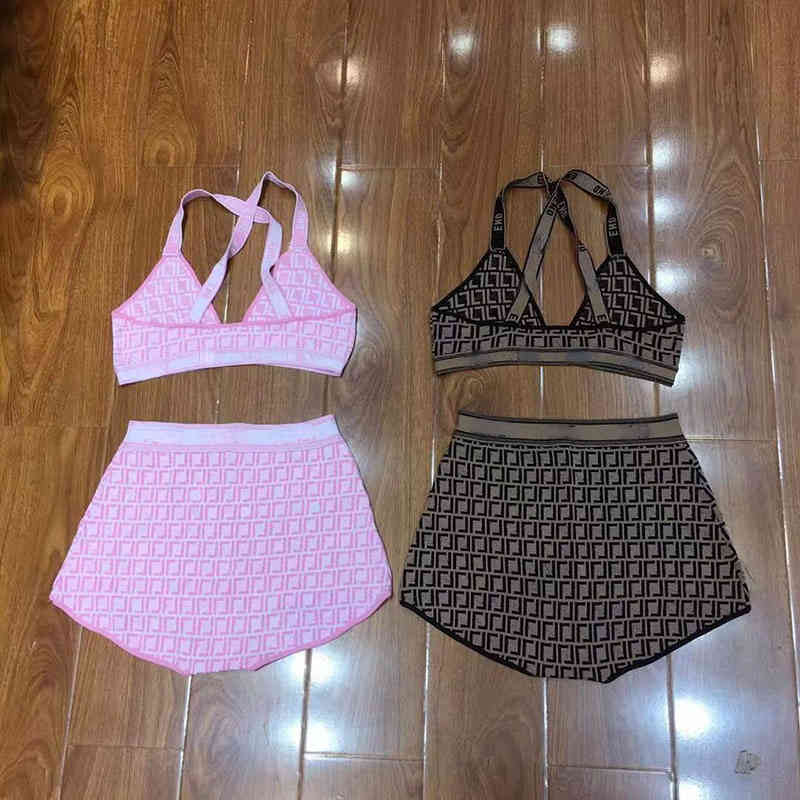 Women's Tracksuits Fashion designer design family women's summer sexy presbyopia letter knitting hanging neck gathering thin bikini two